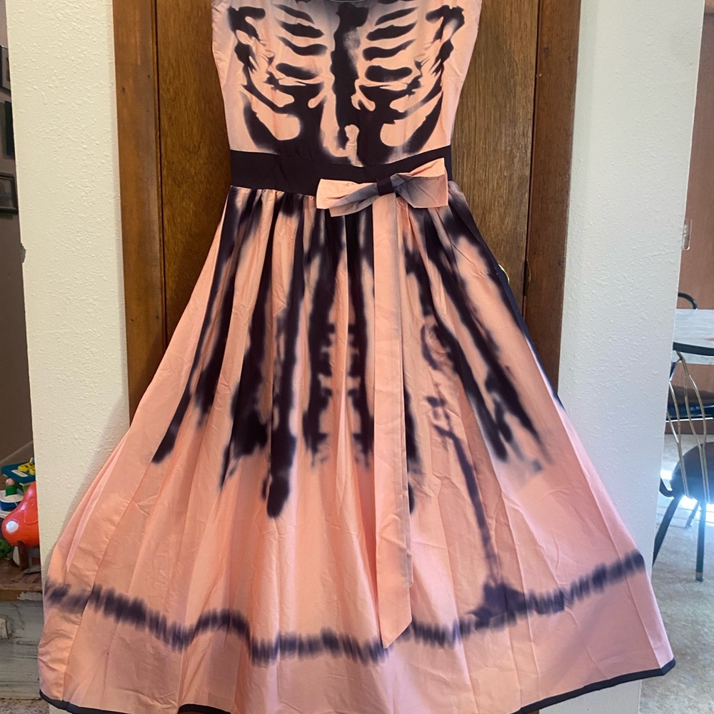 MISSLOOK Pink and Black Skeleton Dress for Halloween